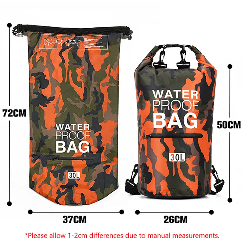 30L 15L Waterproof Dry Bags With Wet Separation Pocket Backpack For Kayaking Boating Swimming Outdoor Sports Bag