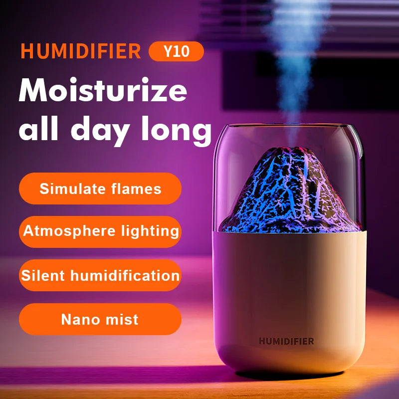 Mini Humidifier Crack Volcano Humidifier Spray Machine Usb Small Silent Desktop Colorful Atmosphere Lamp Humidifier