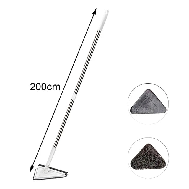 NEW Extended Triangle Mop 360 Twist Squeeze Wringing XType Window Glass Toilet Bathrrom Floor Household Cleaning Ceiling Dusting