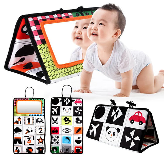 Black and White Newborn Mirror Toys Baby Tummy Time for Babies Montessori Development Crawl High Contrast Activity Sensory Toy
