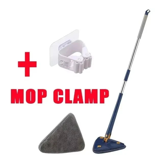 Mop Set 360° Rotatable Telescopic Adjustable Triangular Cleaning Pads Heads MicrofibreSuitable All Floor Types for Wet Dry Use