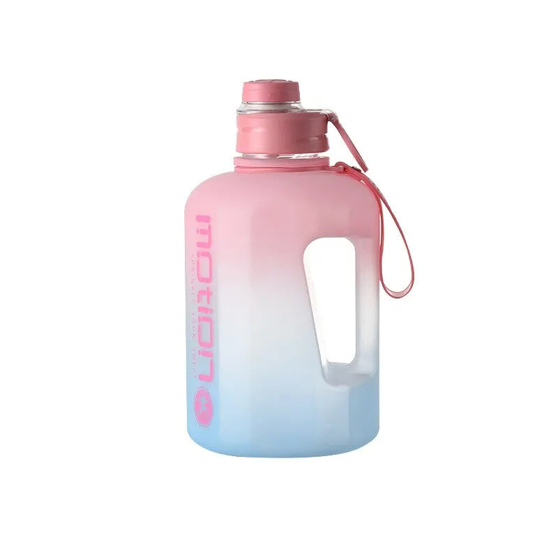 2.2L Large Capacity Sports Water Bottle Outdoor Fitness Kettle Gradient Plastic Water Cup Students Portable Big Ton Ton Barrel