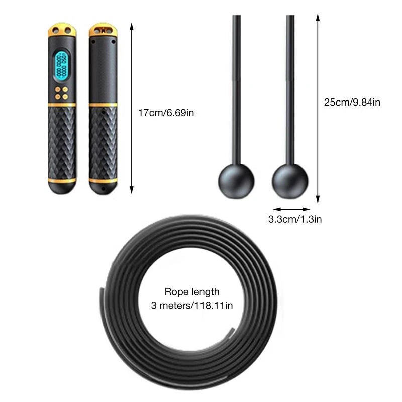 2 In 1 Multifun Speed Skipping Rope With Digital Counter Professional Ball Bearings And Non-slip Handles Jumps And Calorie Count