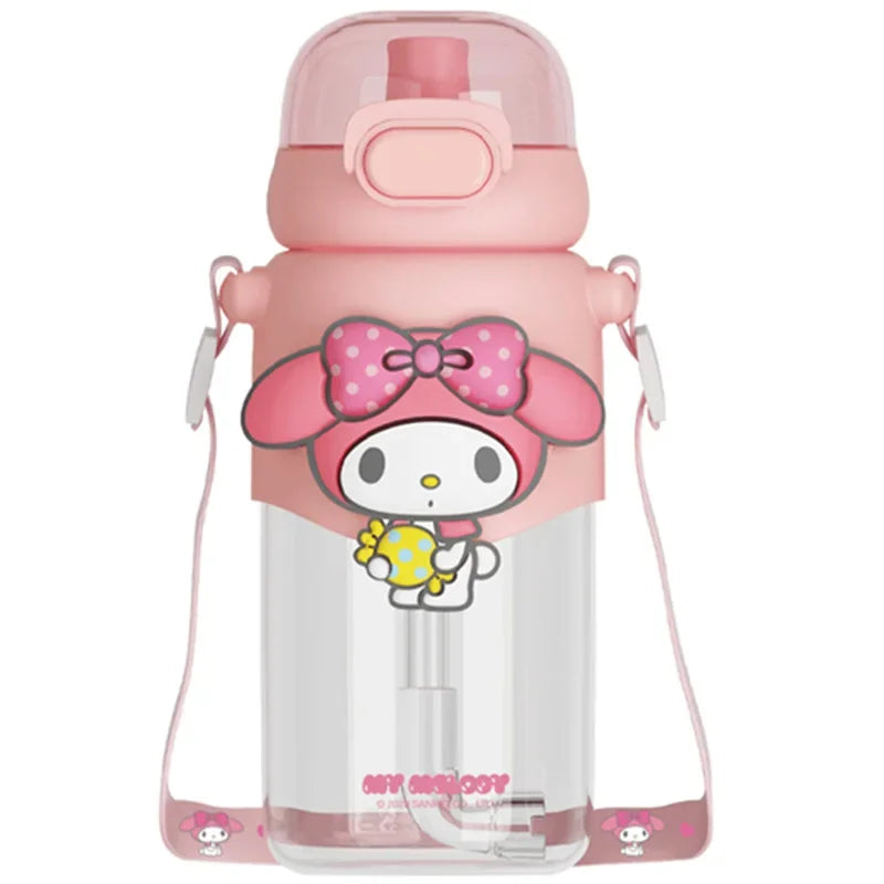 600ML Plastic Sippy Cup Anime Kuromi Melody Cartoon Kawaii Sports Water Bottle Coffee Kids Water Bottle Gift