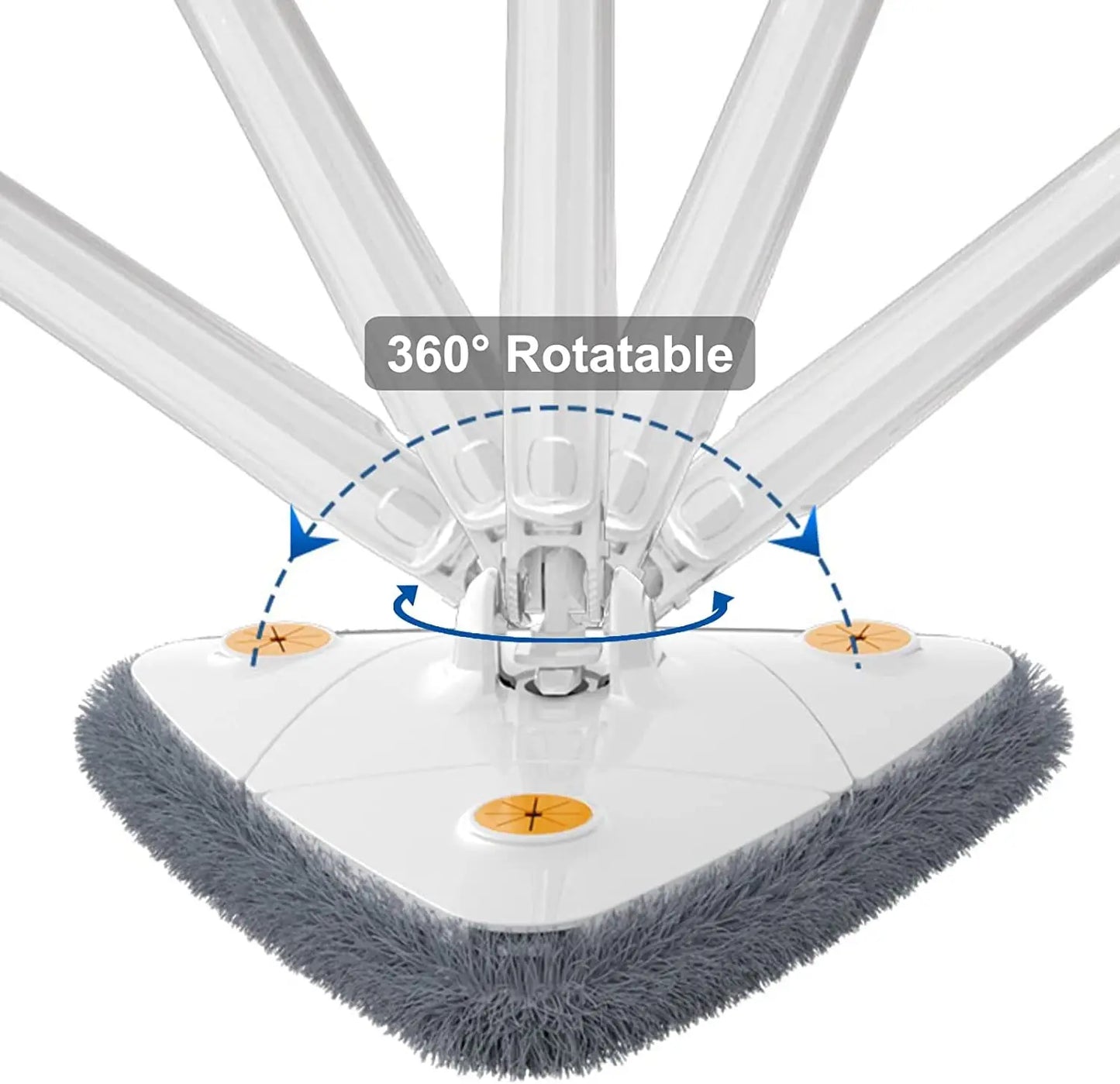 Mop Set 360° Rotatable Telescopic Adjustable Triangular Cleaning Pads Heads MicrofibreSuitable All Floor Types for Wet Dry Use