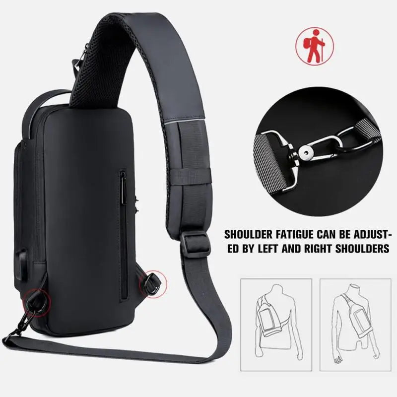 Newest Men Anti Theft Chest Bag Shoulder USB Charging Crossbody Package School Short Trip Messengers Gym Men's Sling Sports Pack