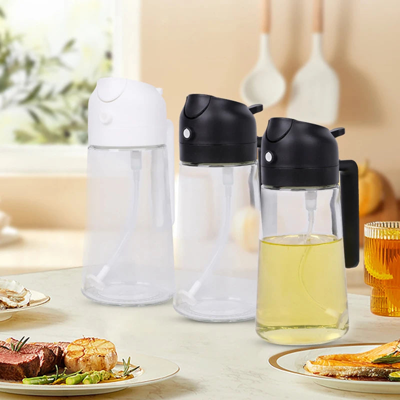 2in1 500ml Plastic Spray Oil Sprayer Bottle Spray Oil Dispenser Oil Jar Cruet BBQ Kitchen Baking Roasting Picnic Kitchen Tool