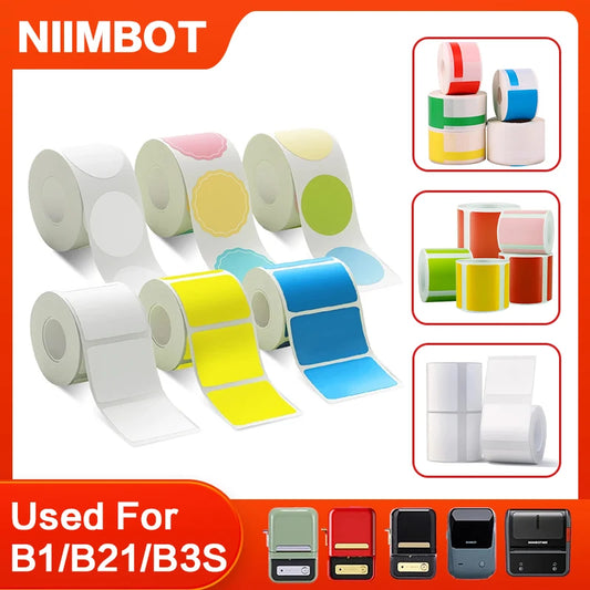 Niimbot Mini Printer Thermal Wire White/ Cable/Color/Round Sticker Self Adhesive Waterproof   Sticker For B1 B21 B203