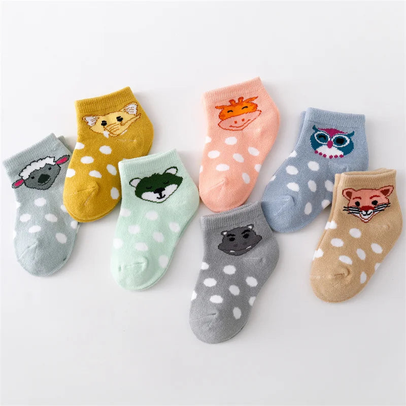Lawadka 7Pairs/set Summer Mesh Thin Newborn Baby Boys Girls Socks Cotton Cartoon Infant Sock For Boy Girl Casual 0-24Month