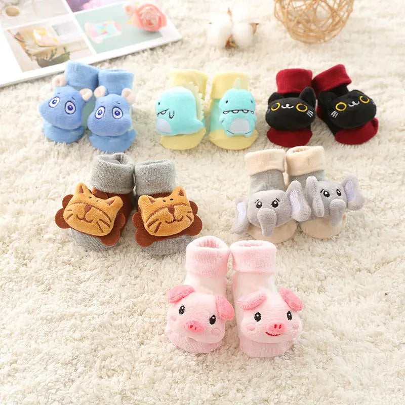 Baby socks Autumn and winter new baby cartoon non-slip toddler socks children's mid-tube floor socks baby animal doll socks