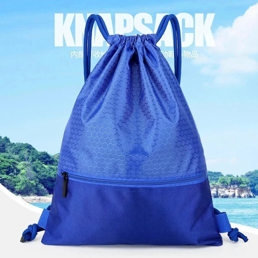 Outdoor Sports Drawstring Pocket Simple Backpack Men's and Women's Fitness Backpack Lightweight Basketball Bag Oxford Zipper Bag