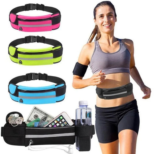 Men Women Waistbag Marathon Running Outdoor Riding Fitness With Water Bottle Waterproof Phone Sport Male Female Belt Waist Bags