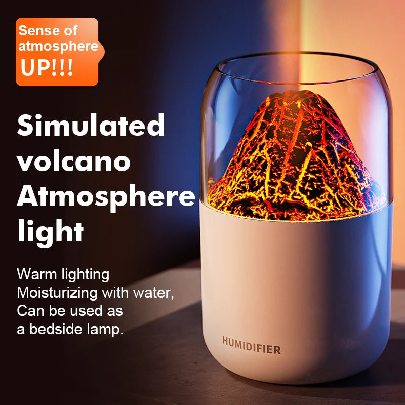 Mini Humidifier Crack Volcano Humidifier Spray Machine Usb Small Silent Desktop Colorful Atmosphere Lamp Humidifier