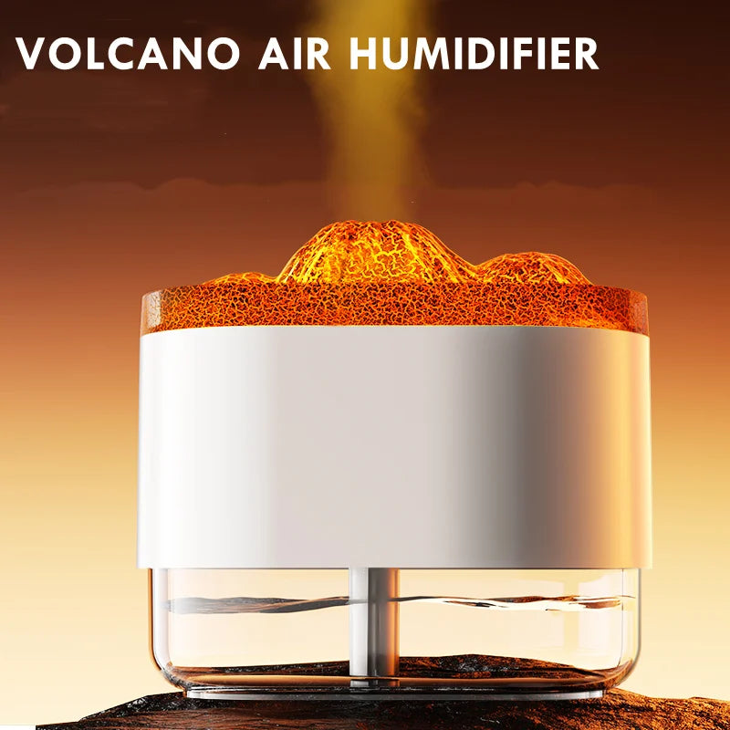 Volcano Humidifier Air Humidifier, Mini USB Humidifier With Simulated Flame Effect And Colorful Atmosphere Night Light