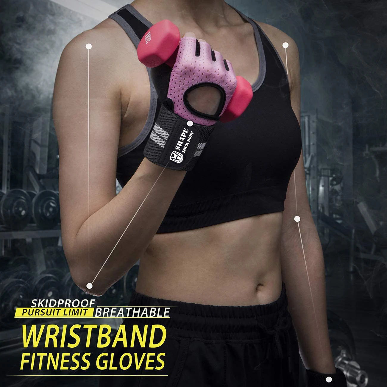 WorthWhile Half Finger Gym Fitness Gloves with Wrist Wrap Support