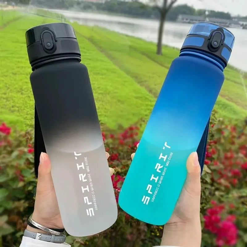 1 Liter Large Capacity Sports Water Bottle Leak Proof Colorful Plastic Cup Drinking Outdoor Travel Portable Gym Fitness Jugs
