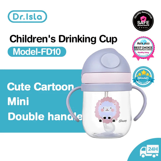 Dr.isla BY01 250ML Kids Water Sippy Cup Baby Feeding Cup with Straws Leakproof Water Bottle Outdoor Portable Children's Cups