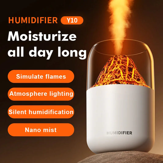 Mini Humidifier Crack Volcano Humidifier Spray Machine Usb Small Silent Desktop Colorful Atmosphere Lamp Humidifier