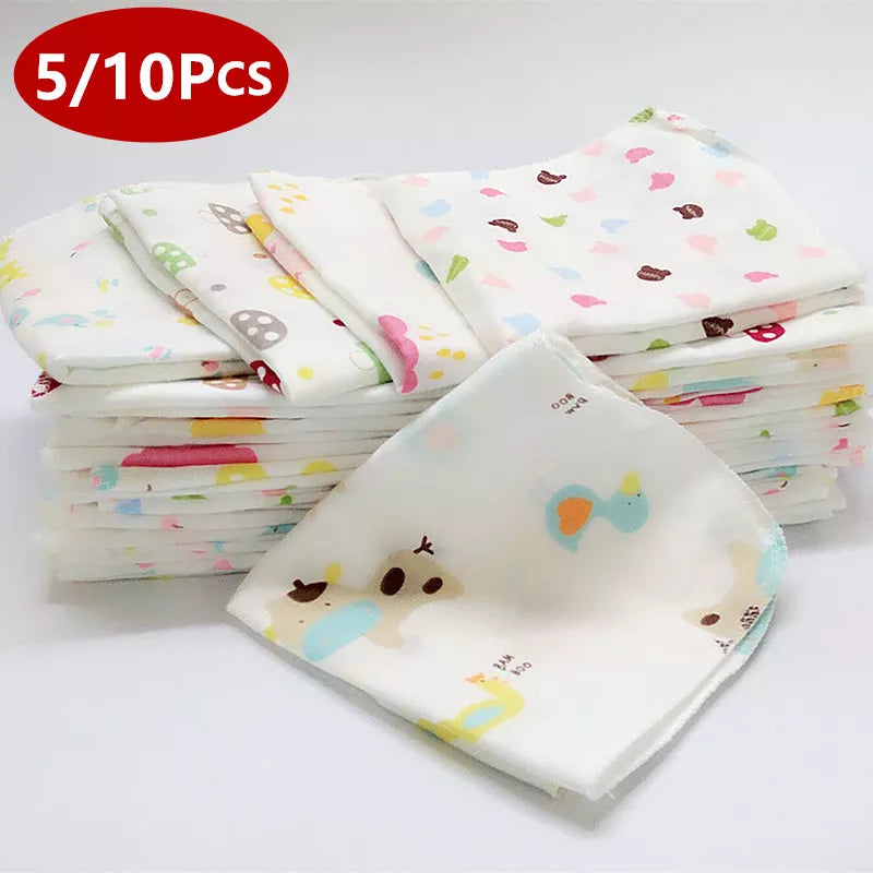 10Pcs Baby Infant Towel 25*25cm Muslin Towel Handkerchiefs Two Layers Wipe Towel