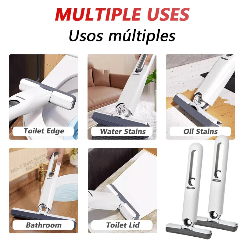 Mini Mop Self Squeeze Mop Powerful Folding Household Clean Tools No Hand Wash Strong Absorbent Mop for Bathroom Kitchen Desktop