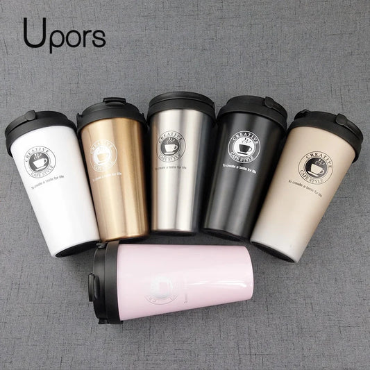 500ML Coffee Mug Creative 304 Stainless Steel Travel Mug Double Wall Vacuum Insulated Tumbler Wide Mouth Tea Cup with Lid