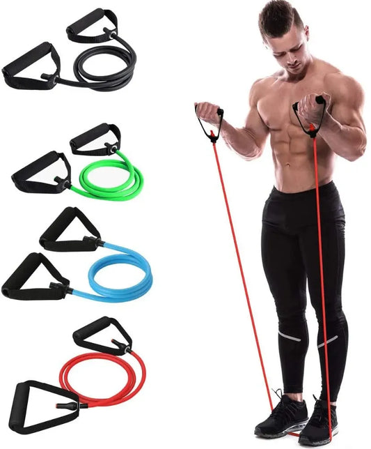5 Levels Resistance Hot Yoga Pull Rope Bands Handles Elastic Sports Bodybuild Home Gym Workouts Muscle Training Rubber Tube Band