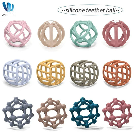 1PC Baby Silicone Teether Infants Molar Toys Colorful Silicone Chewing Teether Ball Easy To Clean Gift For Baby BAP Free