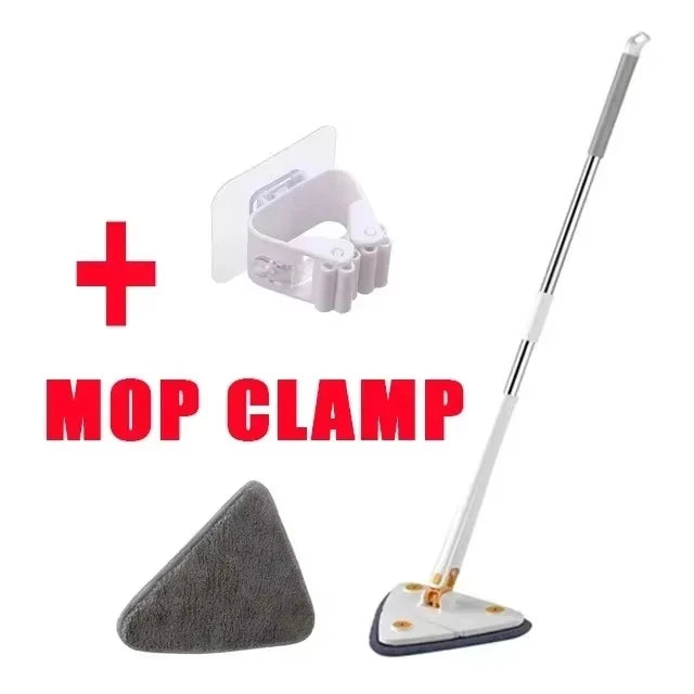 Mop Set 360° Rotatable Telescopic Adjustable Triangular Cleaning Pads Heads MicrofibreSuitable All Floor Types for Wet Dry Use