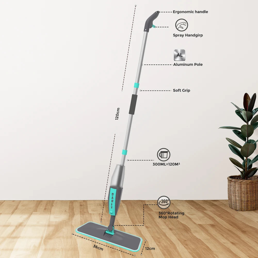 Magic Floor Cleaning Sweeper Brooms With Microfiber Pads 360° Rotation Flat Spray Floor Mop Broom For Cleaning Home Spin Mop