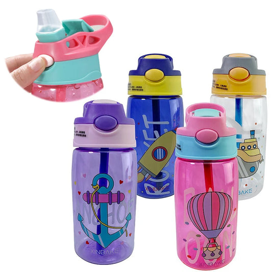 480ML Kids Water Sippy Cup Creative Cartoon Baby Feeding Cup with Straws Leakproof Water Bottle Outdoor Portable Children's Cups