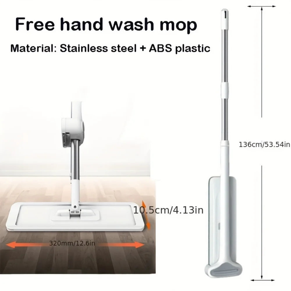 Hand-free Flat Mop Magic Self-Cleaning Squeeze Mop Household Long Handle Multi-Purpose 360-Degree Rotatable Wet&Dry Mopping Set