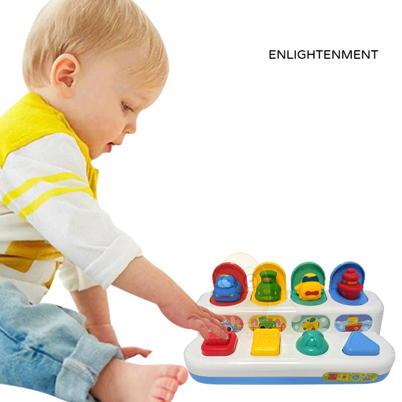 Baby Pop Up Toy Montesorri Fine Motor Skill Training Press Pull Click Animal Car Button Educational Toys For 13 24 Month Infant