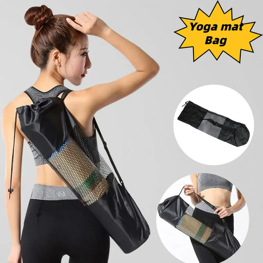Yoga Mat Bag Portable Breathable Sports Bag with Adjustable Shoulder Straps Carry Mesh Storage Bag Fits Most Yoga Mats Black