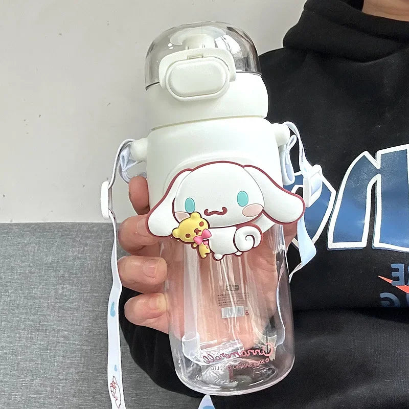 600ML Plastic Sippy Cup Anime Kuromi Melody Cartoon Kawaii Sports Water Bottle Coffee Kids Water Bottle Gift