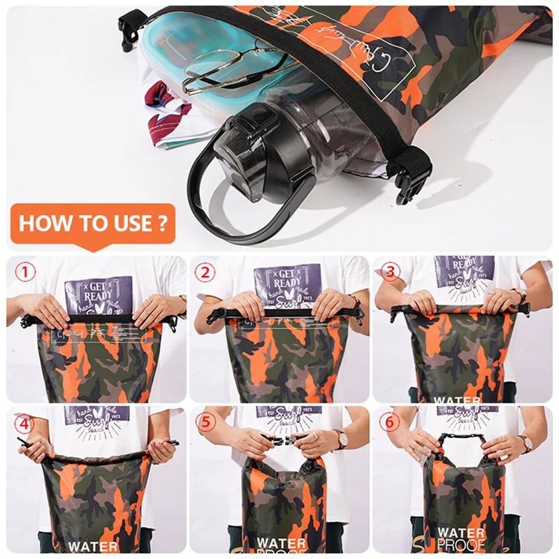 30L 15L Waterproof Dry Bags With Wet Separation Pocket Backpack For Kayaking Boating Swimming Outdoor Sports Bag