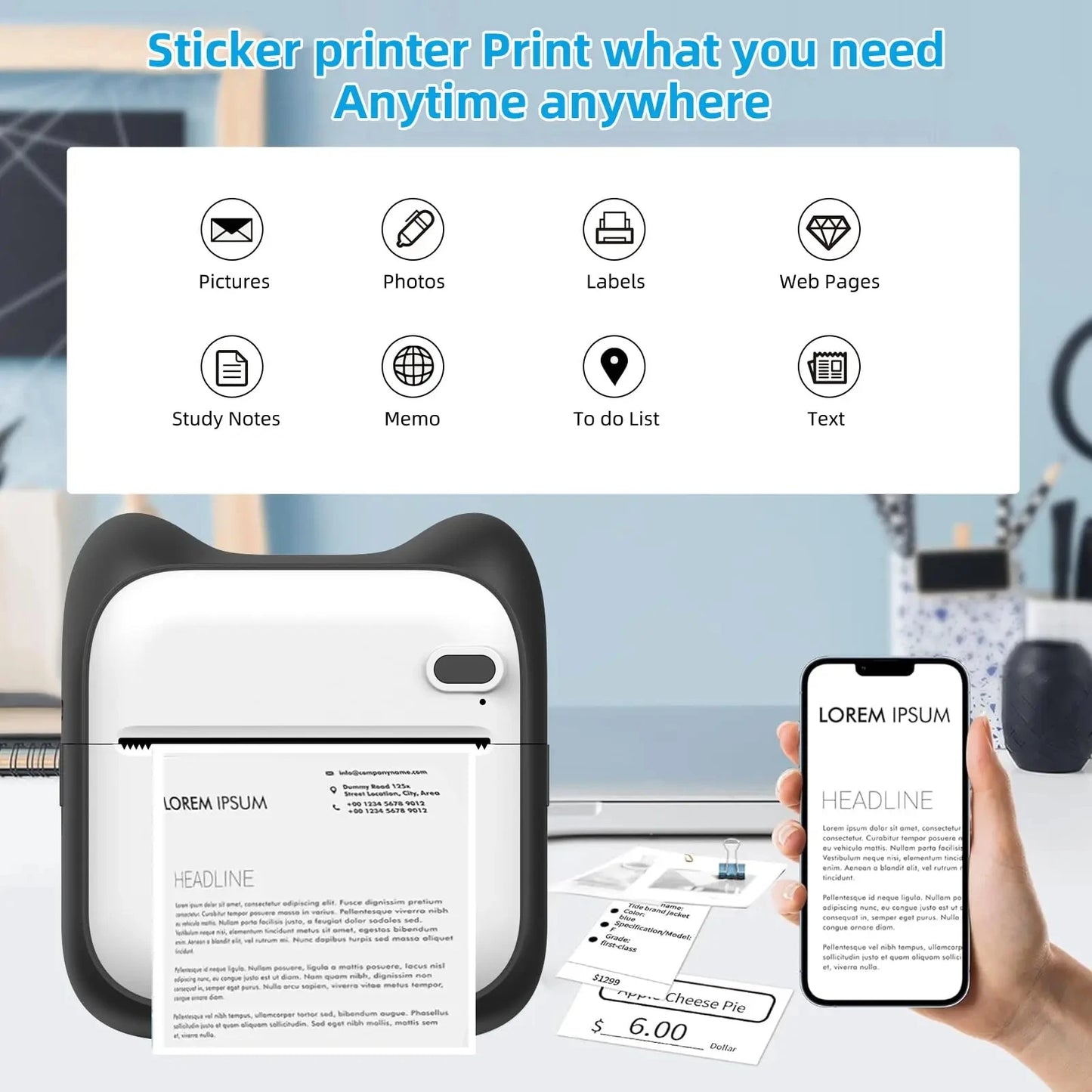 Mini Thermal Printer Paper Label Sticker Colorful Adhesive Self-adhesive Paper For Wireless Bluetooth Photo Inkless Printer