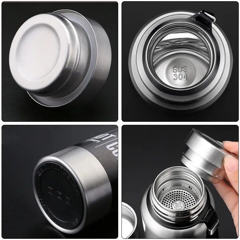 500/1000/1500ml Stainless Steel Thermos Large Capacity Vacuum Flask Portable Insulated Tumbler with Rope Thermo Bottle