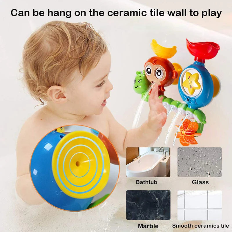 Baby Bath Toy Wall Sunction Cup Track Water Games Children Bathroom Monkey Caterpilla Bath Shower Toy for Kids Birthday Gifts