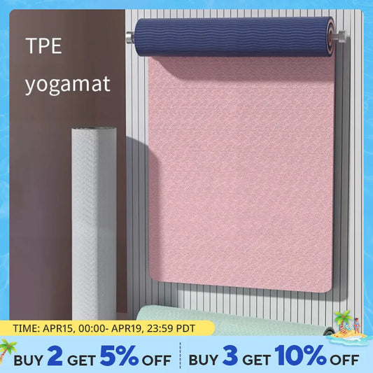 Yoga Mat,Double-Sided Non Slip Eco Friendly Fitness Exercise Mat with Strap TPE YogaMats for Women Men,for Yoga,Pilates,Exercise