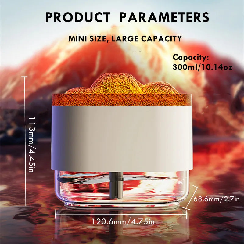 Volcano Humidifier Air Humidifier, Mini USB Humidifier With Simulated Flame Effect And Colorful Atmosphere Night Light