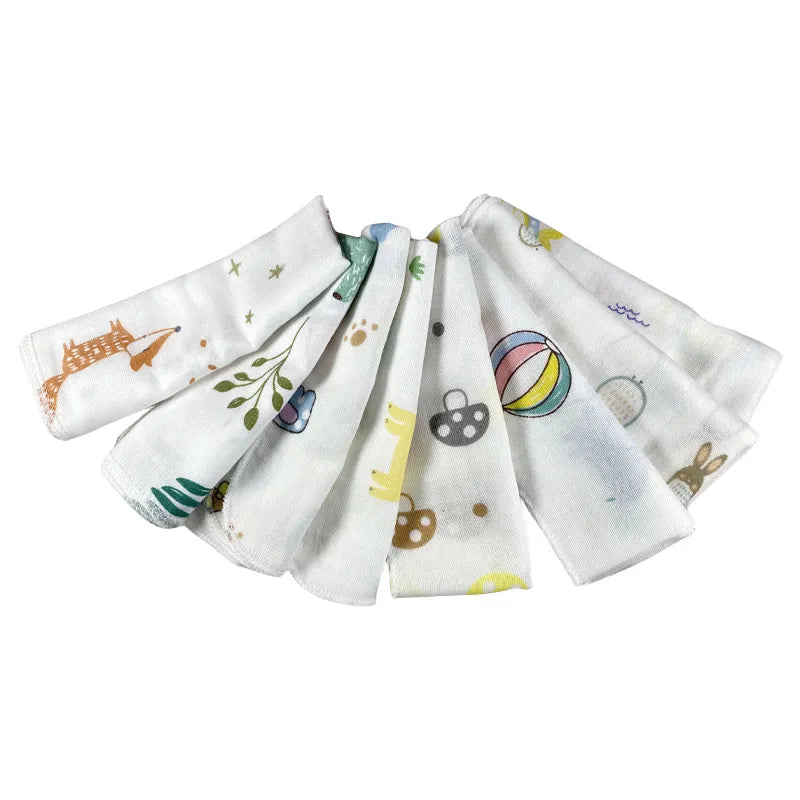 5pcs Pack 31*31cm 100% Cotton Gauze Cartoon Newborn Infant Baby Face Hand Bathing Towel Bibs Feeding Handkerchief Square Towels