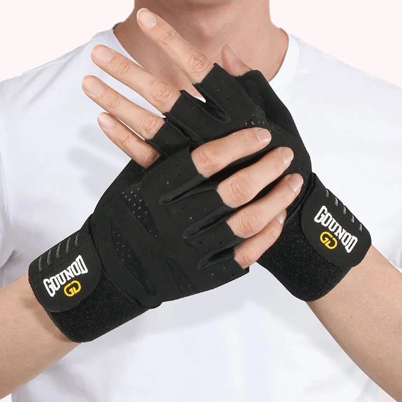 Weightlifting Gloves Wristband Support Breathable Anti-Slip Sports Gym Gloves Bodybuilding Powerlifting Fitness Training