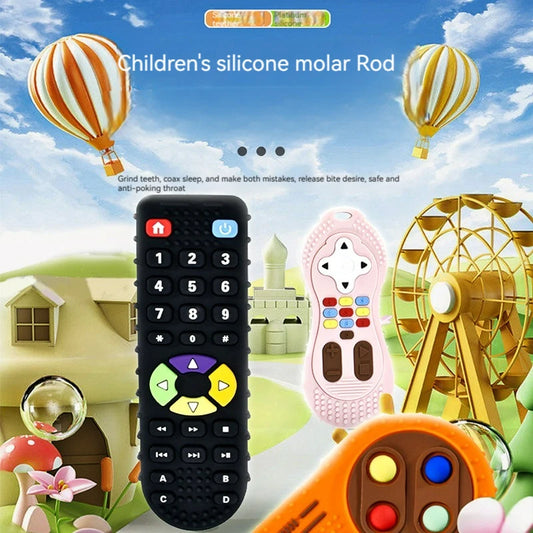 Baby Teether TV Remote Control Shape Silicone Molar Stick Safe Material Gum Pain Relief Teething Toy Kid Sensory Educational Toy
