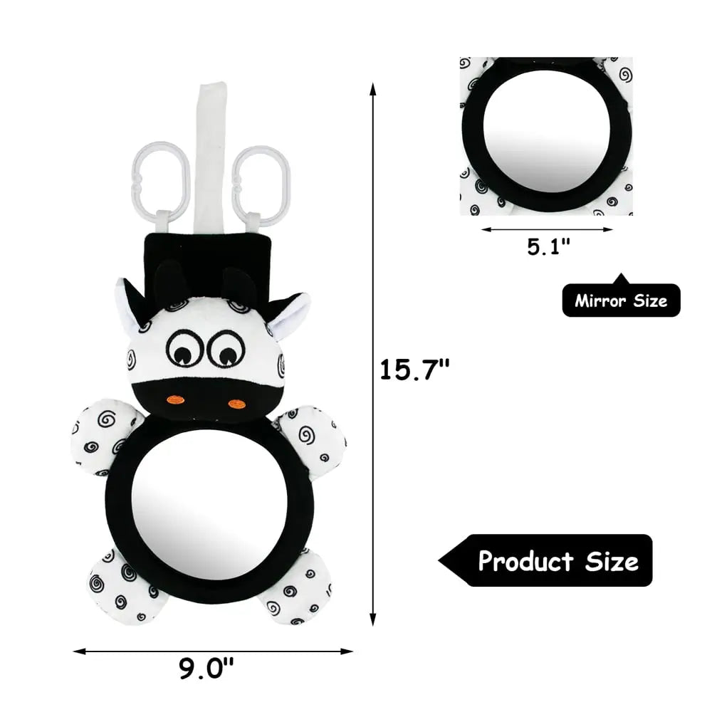 Baby Mirror Toys Multi-Function High Contrast Black and White Baby Toy Infant Soft Mirror Tummy Time Easy to Install Infant Toys