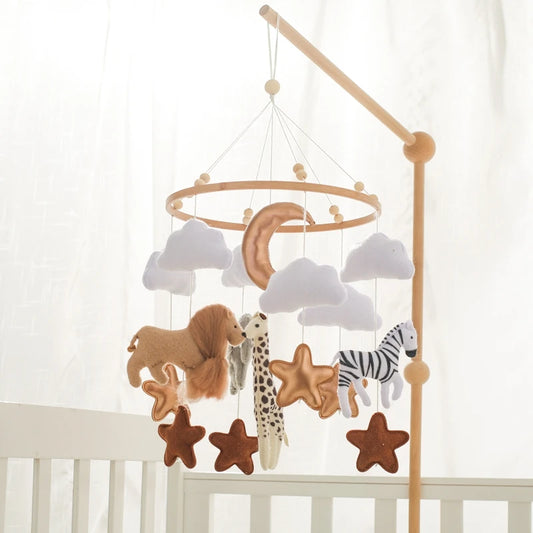Crib Mobile Bed Bell Wooden Baby Rattles