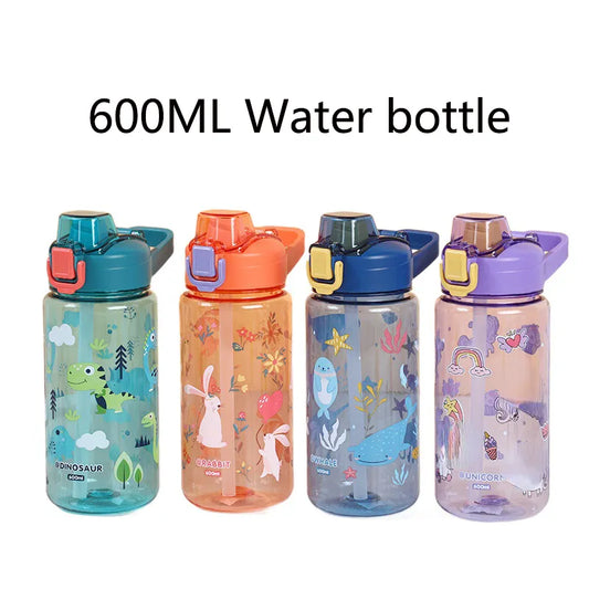 600Ml Kids Sippy Cup Water Bottles Creative Cartoon Special Anti-falling Water Bottle for School in Summer Portable Water Cup