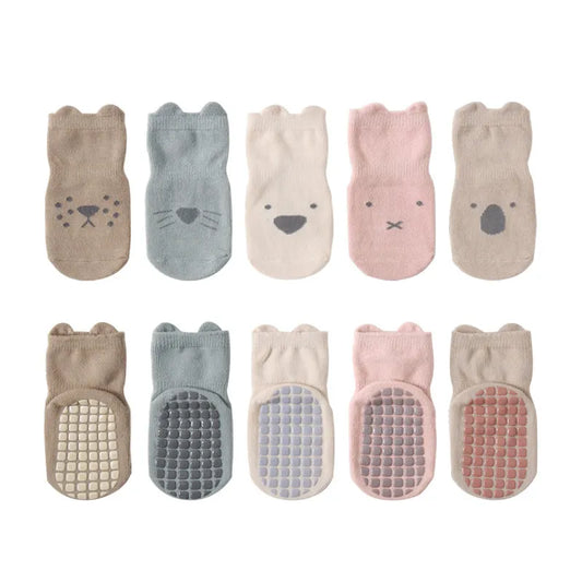 5 Pairs Infant Newborn Baby Anti-Slip Socks For Girls and Boys Accessories Toddler Cute Cartoon Floor Stockings