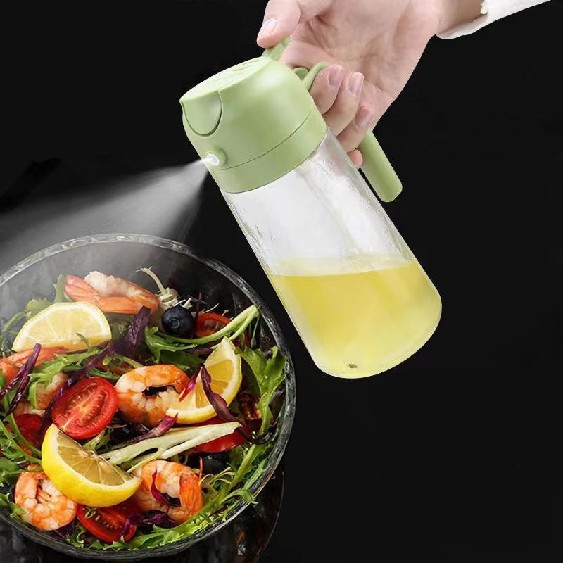 2in1 500ml Plastic Spray Oil Sprayer Bottle Spray Oil Dispenser Oil Jar Cruet BBQ Kitchen Baking Roasting Picnic Kitchen Tool