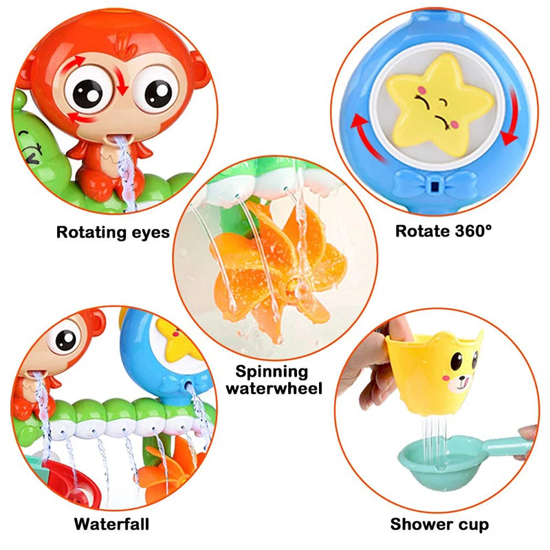 Baby Bath Toy Wall Sunction Cup Track Water Games Children Bathroom Monkey Caterpilla Bath Shower Toy for Kids Birthday Gifts
