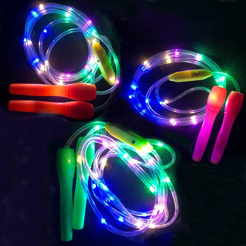 New Fun Fitness Jump Ropes LED Light Up Skipping Kids Luminous Home School Children Body Exercise Rope Color Random